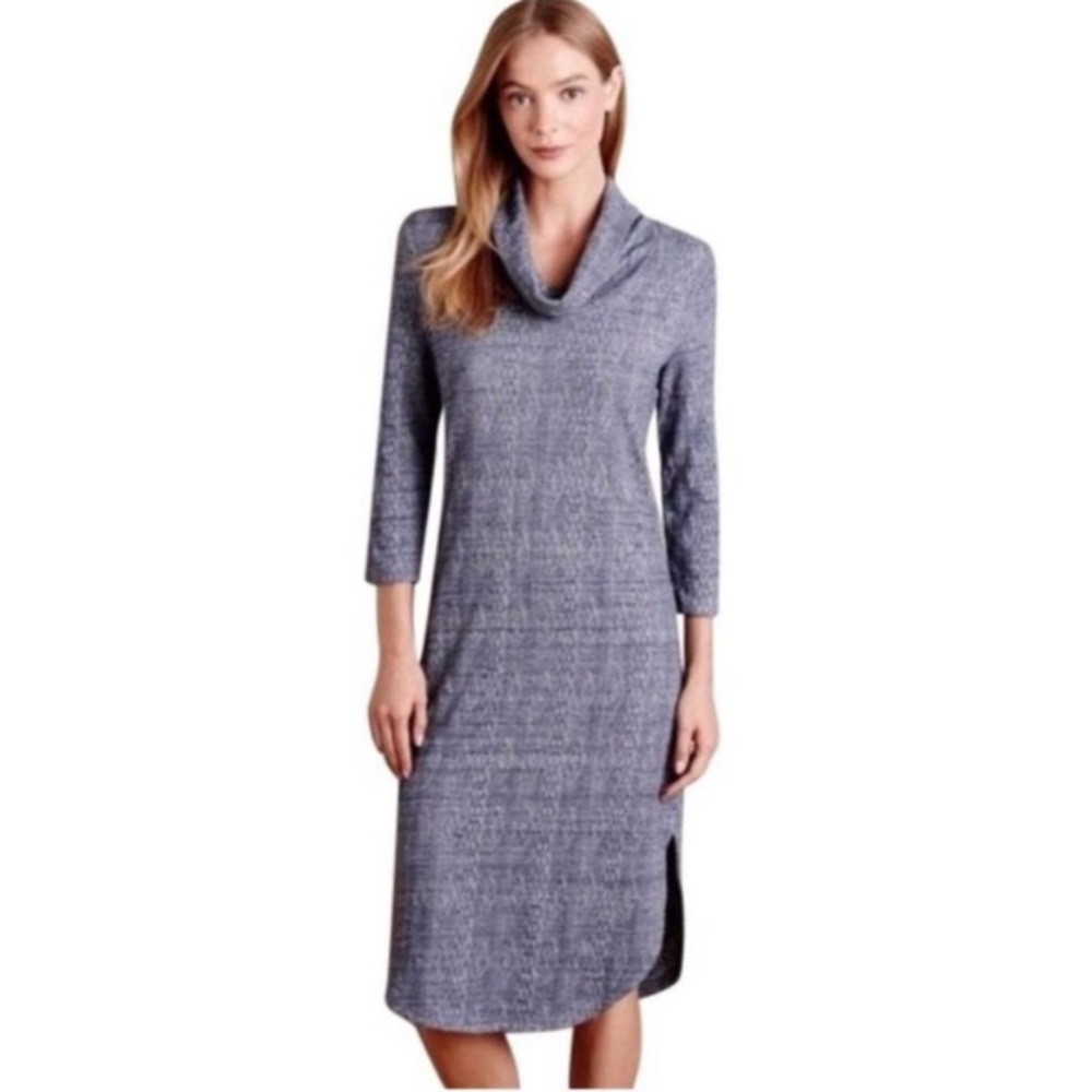 Saturday Sunday Cowl Neck Sweater Dress Space Gray Textured Knit Small Lagenlook